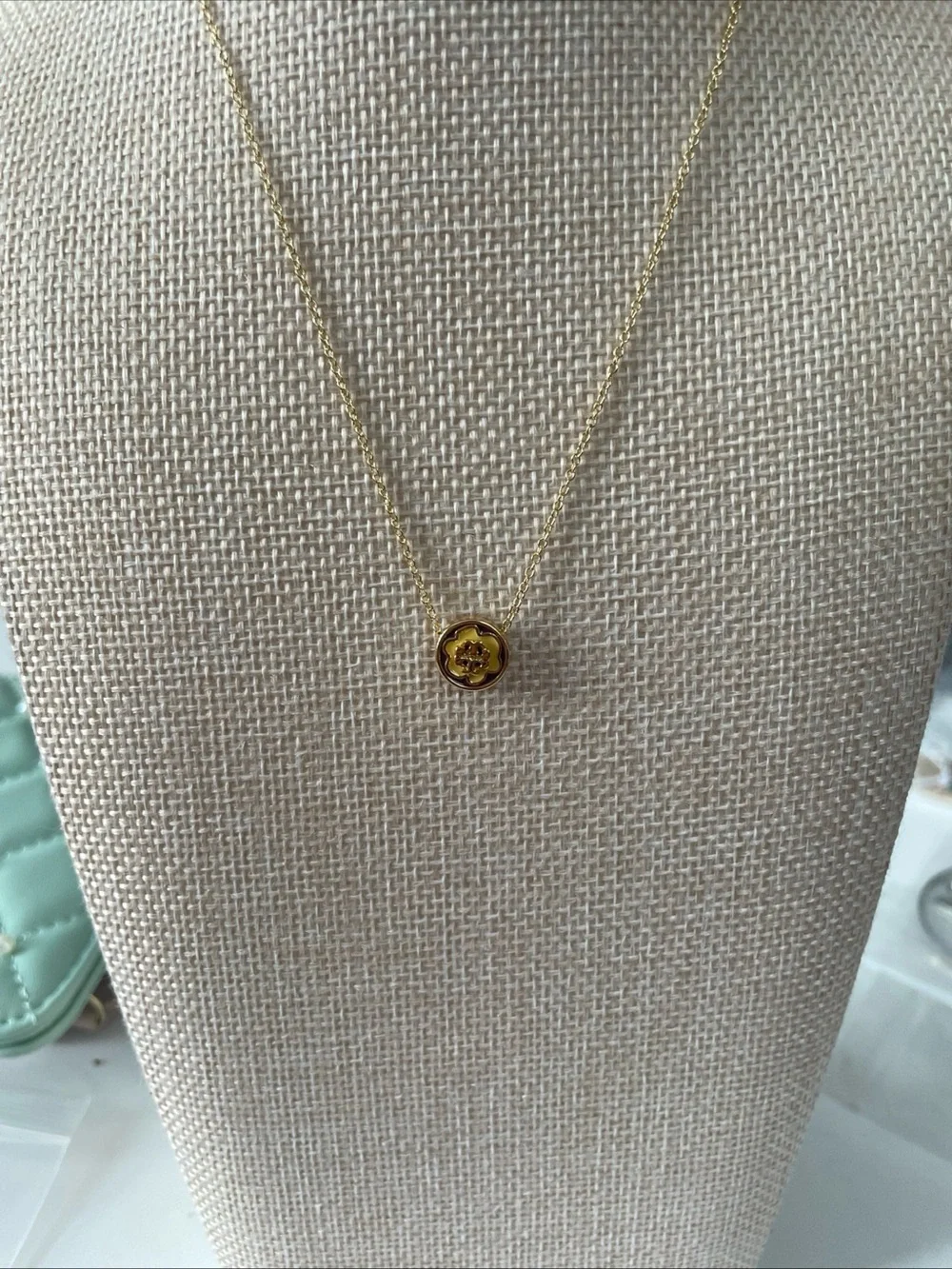 Tory Burch Gold Logo Medallion Necklace 16” to 18”